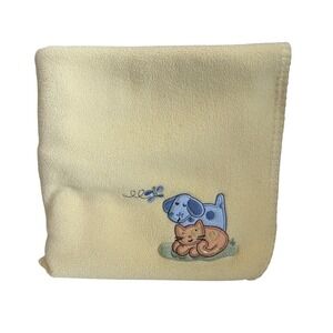 Target‎ Circo Yellow Baby Blanket Blue Dog Orange Cat Stitched Edge Fleece Lovey